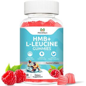 HMB & L-Leucine Gummies 4000mg (60 Count) - Sugar Free, Vegan, Non-GMO, Gluten Free - Supports Muscle Growth, Recovery & Endurance for Men, Women & Elder - Raspberry Flavor