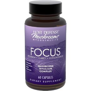 Host Defense MycoBenefits Focus Capsules - Mushroom Supplement for Brain Health Support - Neurological Function Aid for Adults - Includes Lion's Mane, Reishi & B Vitamins - 60 Capsules (30 Servings)