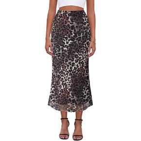 Women's Y2k Mesh Midi Skirt Elastic High Waisted Floral Print Bodycon Mermaid Long Skirts for Women