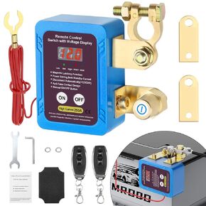 250A 12V Remote Battery Disconnect Switch, Upgrade Smart Voltage Kill Switch with Led Voltage Display for Automotive, Car Battery Kill Switch Anti Theft for Car, Truck, RV(Vertical or Flat Instal)