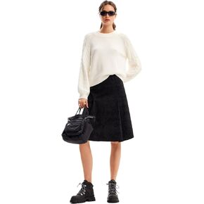 Desigual Women's Woman Flat Knit Thin Gauge Pullover White