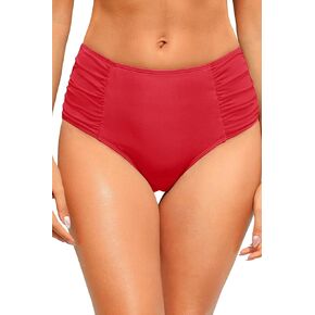 Zmart Women High Waist Bikini Bottoms - Full Coverage Ruched Bathing Suit Swim Bottom Swimsuits Swimwear