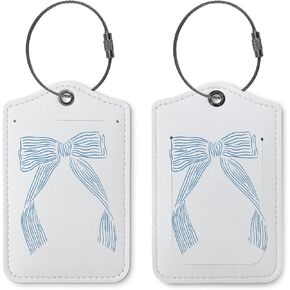 Coquette Luggage Tags for Suitcases,Pink Bow Cute Luggage Tags for Women, Preppy Gifts, Cute Trendy 2 Pack Luggage Tag for Travel,Teen Girls Gifts Suitcase Tags