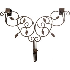 [Front Door WREATH HANGER] - Ivy Design | ADJUSTABLE Hook Length for Tall and Small Doors | PADDING to Prevent Damage like Scratch and Dents | Heavy Duty Cast Iron Metal Hangar - (Brown)