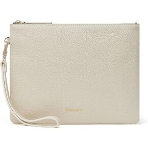 DORIS&JACKY Leather Wristlet Clutch Purse for Women Large Slim Phone Pouch Bag With Detachable Strap