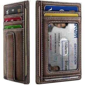 BULLIANT Men Wallet,Slim Leather Wallet Money Clip Card Hodler For Men Gift 8 Cards RFID Blocking