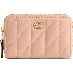 Coach Women's Quilted Essential Small Zip Around Card Case, B4/Cream