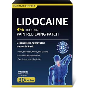 4% Lidocaine Pain Relief Patches - (Large, 30, Count) Maximum Strength Relief for Back, Neck, Shoulder, Joint & Muscle Pain, 3.9"x 5.5"-0UU