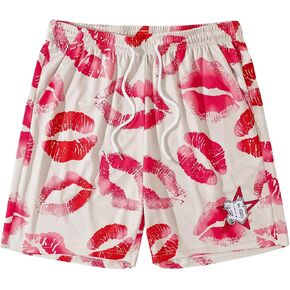 WDIRARA Men's Plaid Checkered Shorts Drawstring Waist Gym Workout Track Shorts with Pockets