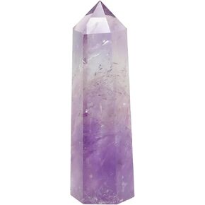 Healing Stone Hexagonal Crystal Point for Chakra Balancing, Mexican Agate Faceted Single Pointed Crystal Wand for Wicca and Reiki Healing, 81-90 mm