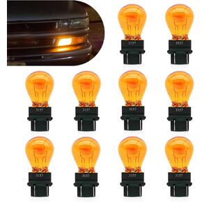 10 PCS Car Brake Halogen Light,3157 12V 21/5W Waterproof Shock Resistant Dual Signal Bulb, Plug Play Tail Replacement Light Bulb, Suitable for Most Cars (White)