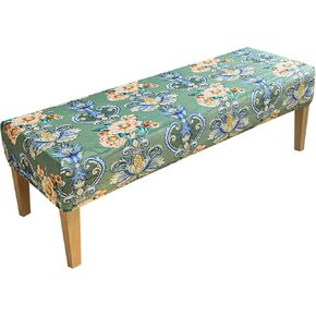 Dining Bench Cover Plush Printed Bench Slipcover for Living Room Washable Ottman Covers Seat Protector for Bedroom Shoe Changing Stool Covers (Plush Printed Color 2)