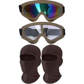 Motorcycle Goggles with Balaclava Face Mask, Dirt Bike ATV Motocross Riding Hiking Protective Glasses for Women Men