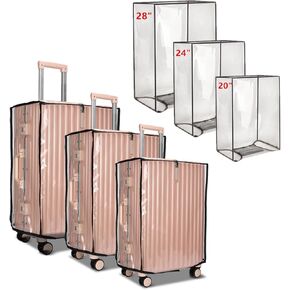 3PCS Clear PVC Luggage Cover Protectors Thicken Transparent Waterproof Suitcase for Travel Airplane 20"+24"+30"