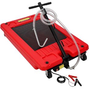 20 Gallon Oil Drain Pan, Low Profile Oil Drain Pan with 12V Electric Pump, Oil Change Pan with T Foldable Hand and Wheels, 8FT Hose Oil Drain Cart for Car, SUV, Trucks