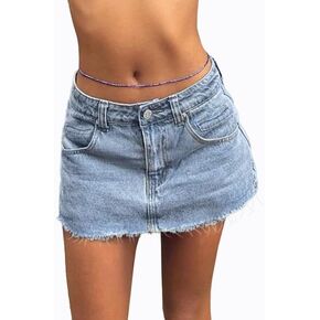 EMMIOL Denim Skirt Women Jean Stretch Casual Mini Skirts 2025 Summer Low Waist Short Dress