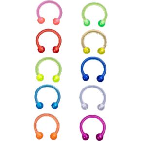 10PC Neon Lip Ring Nose Ring Luminous Soft Pole Horseshoe Spacer Ring Perforated Jewelry Women