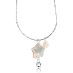 Baroque Pearl Necklaces for Women, Star Shaped Pearl Pendant Necklace Pentagram Natural Freshwater Pearl Choker Necklaces Jewelry Gift for Her, 18'' Chain with Extender