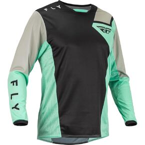 Fly Racing 2023 Adult Kinetic Jet Jersey (Black/Mint/Grey, Large)