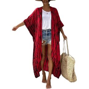 AILUNSNIKA Long Kimonos for Women Print Open Front Swimsuit Cover Ups for Swimwear Plus Size Beach Cardigans