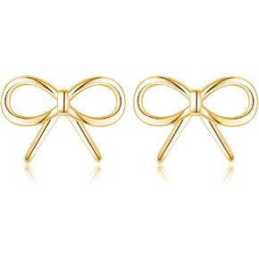 SLUYNZ Sterling Silver Bow Stud Earrings for Women Teens Small Bow Stud Earrings Ribbon Earrings