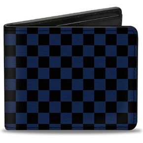 Buckle-Down Men's Wallet, Bifold, Checker Black Royal 288C, Vegan Leather, Multi, 4.0" x 3.5"