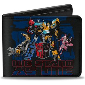 Hasbro Wallet, Bifold, Transformers Autobots We Stand As One Group Black Blue Red, Vegan Leather