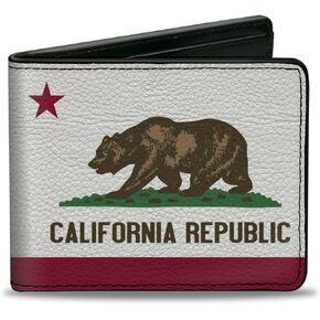 Buckle-Down Men's Wallet, Bifold, California Flag, Vegan Leather, 4.0" x 3.5"