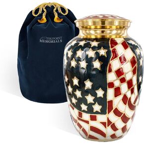 Trupoint Memorials Cremation Urns for Human Ashes, Military and Patriotic Decorative Burial Urn for Verteran Adult Men and Women, Large Black