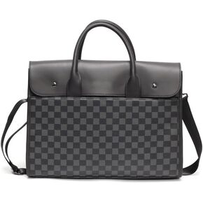 Men's Business Briefcase, Messenger Bag Laptop Bag,Large Capacity 15.6in Checkered Handbag Cross Body Shoulder Bag
