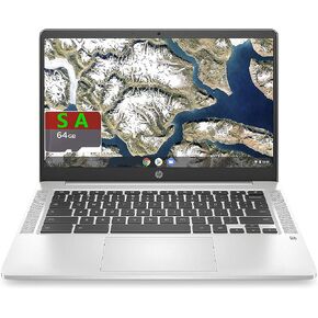 كمبيوتر محمول HP Chromebook 14 بوصة عالي الدقة، Intel Celeron N4000، ذاكرة وصول عشوائي 4 جيجابايت، eMMC سعة 32 جيجابايت، كروم (14a-na0010nr، فضي معدني) (متجدد) in Kuwait