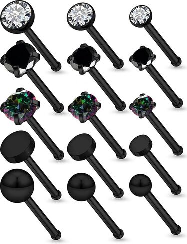 18G 20G حلقات الأنف ترصيع خارقة المجوهرات للنساء 316L من الصلب الجراحي ل المسمار على شكل حلقات الأنف المستقيمة الأزرار in Kuwait