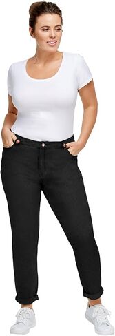 ellos Comfortable Women's Plus Size Boyfriend Jeans Stretch Denim Mid-Rise in Saudi Arabia