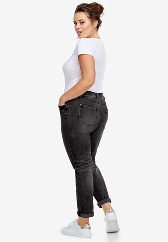 ellos Comfortable Women's Plus Size Boyfriend Jeans Stretch Denim Mid-Rise in Saudi Arabia