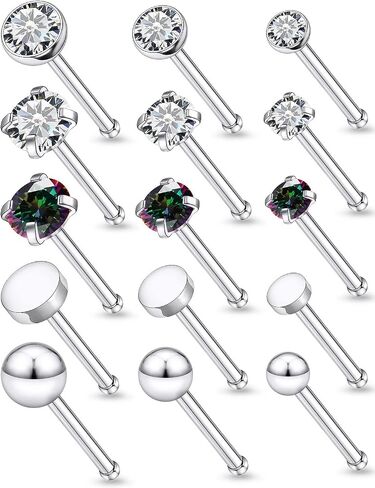 18G 20G حلقات الأنف ترصيع خارقة المجوهرات للنساء 316L من الصلب الجراحي ل المسمار على شكل حلقات الأنف المستقيمة الأزرار in Kuwait