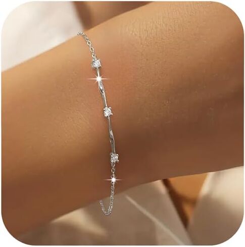 Lovecom Mobius Infinity Birthstone Charm Bracelet Link for Women 925 Sterling Silver CZ Twisted Bracelet Gold Friread in Saudi Arabia
