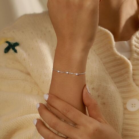 Lovecom Mobius Infinity Birthstone Charm Bracelet Link for Women 925 Sterling Silver CZ Twisted Bracelet Gold Friread in Saudi Arabia