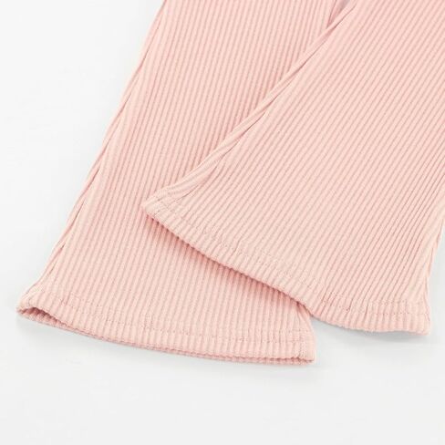 ACESTAR Girls Ribbed Knit Bell Bottom Pants Toddler Elastic Waist Ruffle Leggings Flared Pants (2-10 Years) in Saudi Arabia