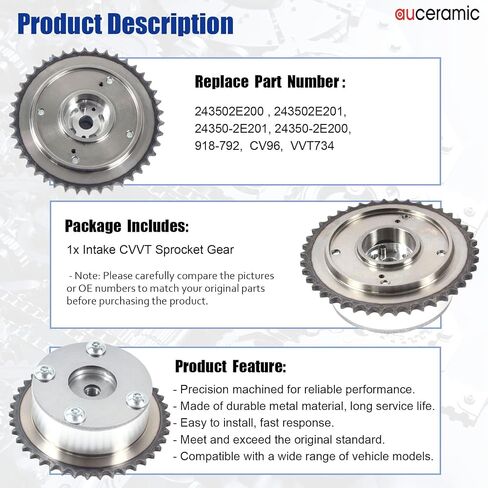 24370-2E650 243702E650Timing Camshaft Gear Fit 2015-2020 for Hyundai Elantra GT Sonata Tucson L4 l4 Fit 2016-2020 for Kia Forte Optima Hybrid Soul 2.0L CVVT Exhaust Sprocket (1pc) in Saudi Arabia