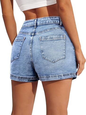 BISUAL Denim Skort for Women High Waist Ripped Mini Denim Skirt Casual Distressed Stretch Women Jean Skirt in Kuwait