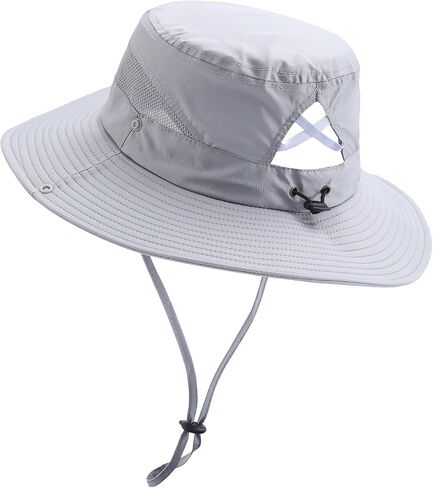 Women Sun Hat Outdoor UV Protection Wide Brim Fishing Hat with Ponytail Hole Neck Flap for Beach Hiking Camping in Saudi Arabia