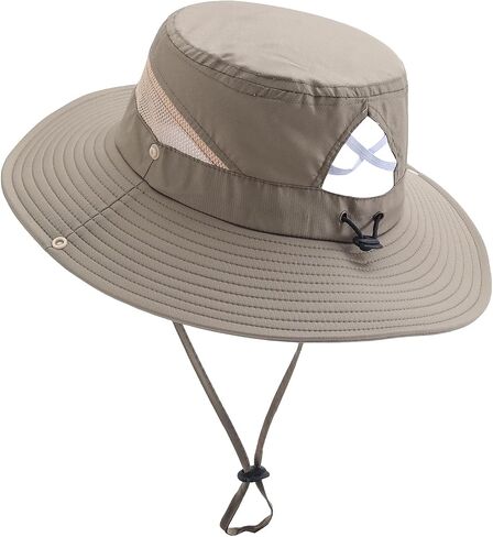 Women Sun Hat Outdoor UV Protection Wide Brim Fishing Hat with Ponytail Hole Neck Flap for Beach Hiking Camping in Saudi Arabia