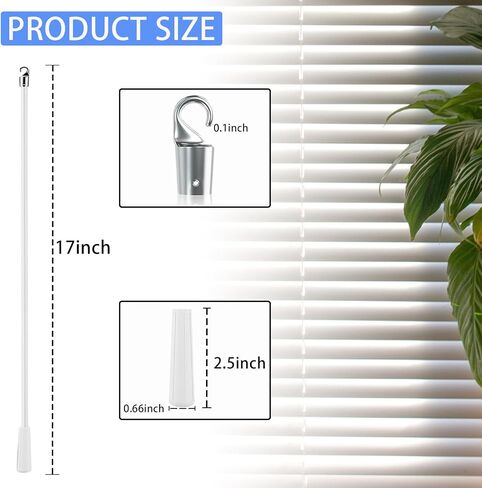 4 PCS الألياف الزجاجية الستائر العصا عصا أعمى جزء مع الستار الخطاف سحب الستائر ليفولور لنوافذ يربط البندقية الستائر العمودية قطع الغيار مفتوحة وإغلاق الستائر (4 ، 17inch) in Kuwait