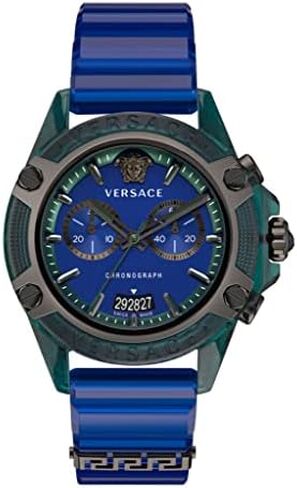Versace Mens Transparent Green 44 mm Icon Active Strap Watch VEZ701122 in Saudi Arabia