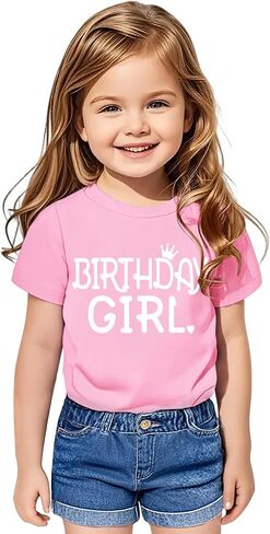 Birthday Girl Shirt Toddler Baby Girls Birthday Outfit Cotton T-Shirt Size 2-10 Years in Kuwait