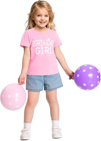 Birthday Girl Shirt Toddler Baby Girls Birthday Outfit Cotton T-Shirt Size 2-10 Years in Kuwait
