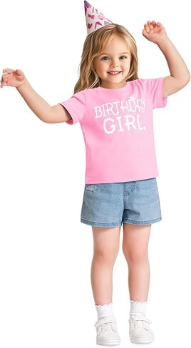 Birthday Girl Shirt Toddler Baby Girls Birthday Outfit Cotton T-Shirt Size 2-10 Years in Kuwait