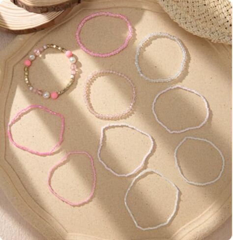 10pcs Bohemian قابلة للتكديس حبة القابلة للتكديس مصنوعة يدويًا كريستال بيرل بيدز بيدز أساور متعددة الطبقة متعددة البيان المجوهرات للنساء in Kuwait