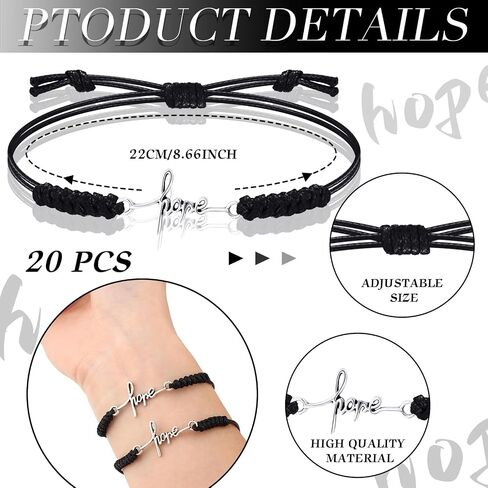 Rtteri 20 Pcs Faith Bracelets Inspirational Birthday Jewelry Gifts Charm Adjustable Religious Gifts for Women Christian in Saudi Arabia