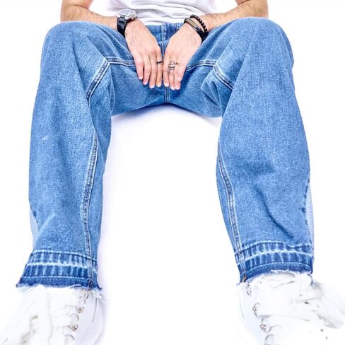 WEIBUMAOYI Men's Wide-Leg Jeans Straight Leg Carpenter Denim Pants Loose fit Trousers in Saudi Arabia